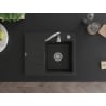 Mexen Ben 1-Kammer Granitspüle mit Abtropffläche, rechts 600 x 500 mm, schwarz/silber metallic, Siphon chrom - 6523605000-73