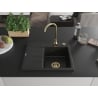 Mexen Ben Granitspüle 1-Becken mit Abtropffläche, rechts 600 x 500 mm schwarz/silber metallic Siphon gold - 6523605000-73-G