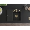 Mexen Ben Granitspüle 1-Becken mit Abtropffläche, rechts 600 x 500 mm schwarz/silber metallic Siphon gold - 6523605000-73-G