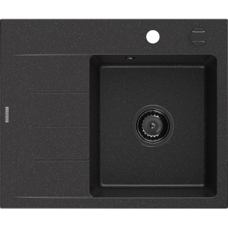 Mexen Ben granitspüle einbecken mit abtropffläche, rechts 600x500 mm, schwarz/silber metallic siphon schwarz - 6523605000-73-B
