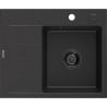 Mexen Ben granitspüle einbecken mit abtropffläche, rechts 600x500 mm, schwarz/silber metallic siphon schwarz - 6523605000-73-B