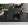 Mexen Ben Granitspüle 1-Becken mit Abtropffläche, rechts 600 x 500 mm, schwarz/gold metallic, Siphon chrom - 6523605000-75