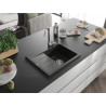 Mexen Ben Granitspüle 1-Becken mit Abtropffläche, rechts 600 x 500 mm, schwarz/gold metallic, Siphon chrom - 6523605000-75