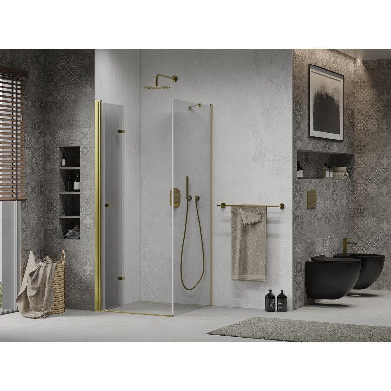 Mexen Lima faltbare Duschkabine 80 x 80 cm, transparent, gold - 856-080-080-50-00
