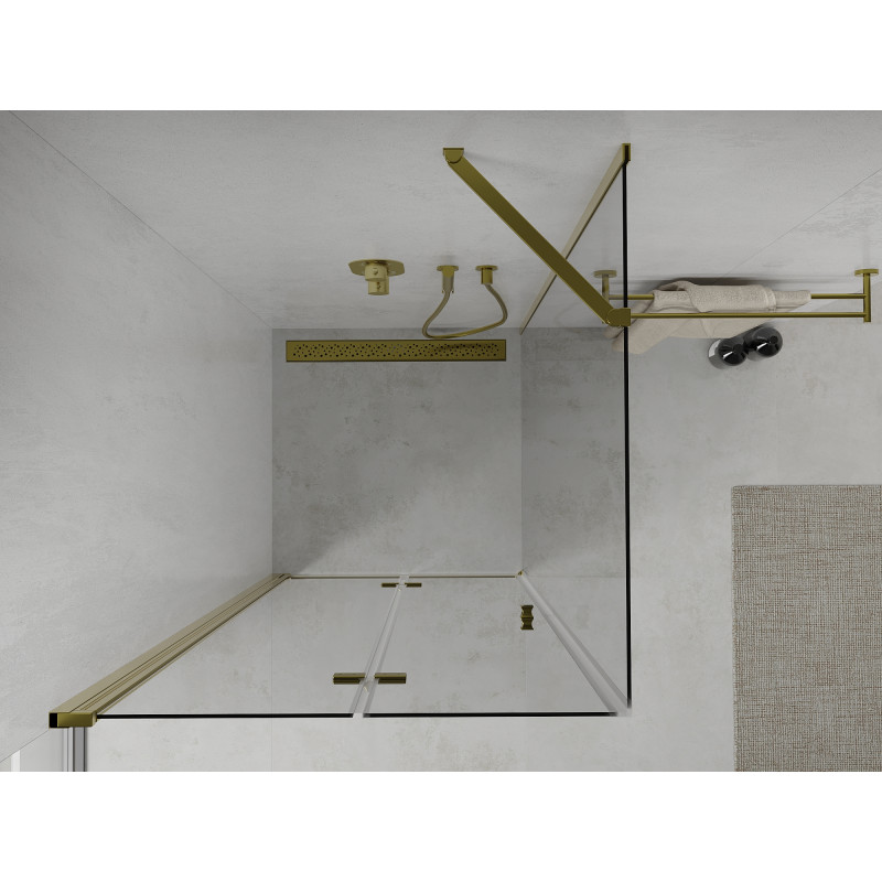 Mexen Lima faltbare Duschkabine 80 x 80 cm, transparent, gold - 856-080-080-50-00
