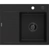 Mexen Ben Granitspüle 1-Becken mit Abtropffläche, rechts 600 x 500 mm, schwarz, schwarzer Siphon - 6523605000-77-B