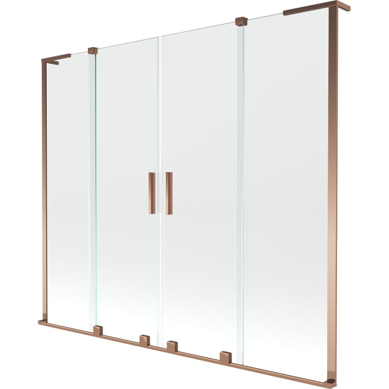 Mexen Velar L Duo Badewannenaufsatz 2-flügelig verschiebbar 180 x 150 cm, transparent, Roségold - 896-180-003-02-60