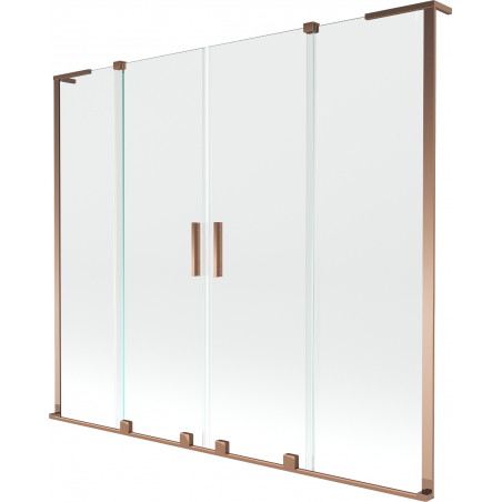 Mexen Velar L Duo Badewannenaufsatz 2-flügelig verschiebbar 180 x 150 cm, transparent, Roségold - 896-180-003-02-60