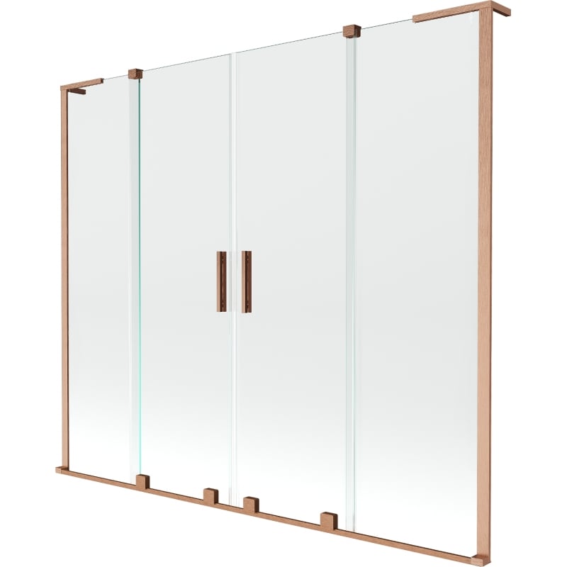 Mexen Velar L Duo Duschtrennwand 2-flügelig verschiebbar 180 x 150 cm, transparent, gebürstetes Kupfer - 896-180-003-02-65