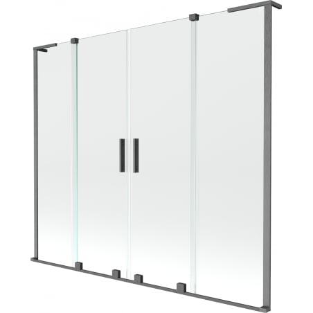 Mexen Velar L Duo Duschwand 2-flügelig, verschiebbar 180 x 150 cm, transparent, gebürstetes Gun Gray - 896-180-003-02-66