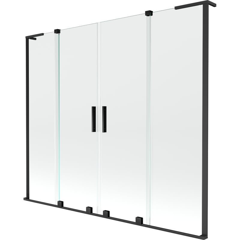 Mexen Velar L Duo Badewannen-Faltwand 2-flügelig verschiebbar 180 x 150 cm, transparent, schwarz - 896-180-003-02-70