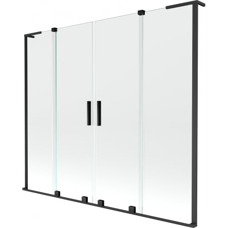 Mexen Velar L Duo Badewannen-Faltwand 2-flügelig verschiebbar 180 x 150 cm, transparent, schwarz - 896-180-003-02-70