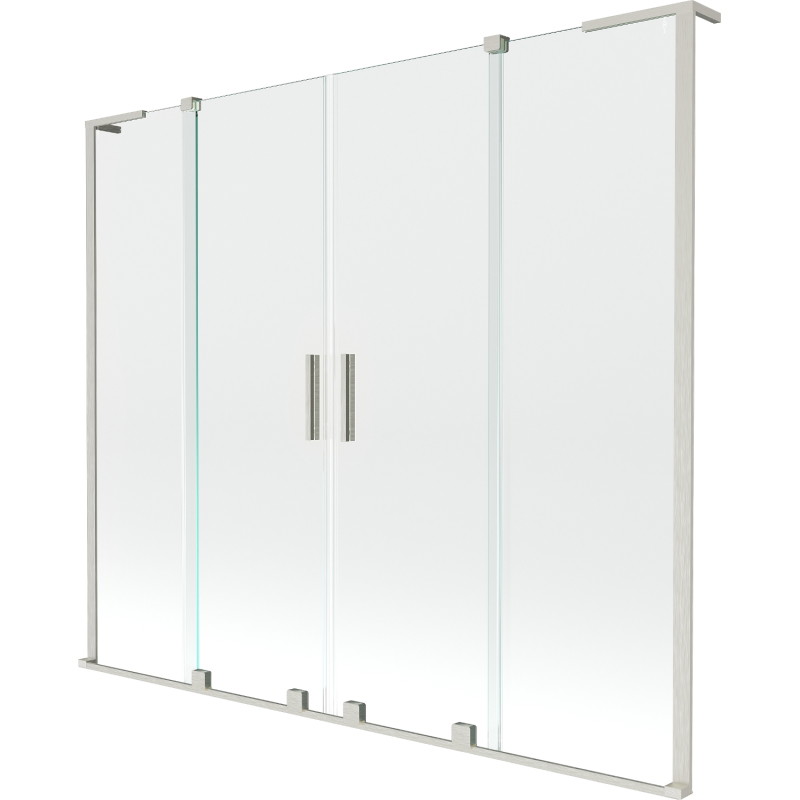 Mexen Velar L Duo-Badewannenabtrennung, 2-flügelig, verschiebbar, 180 x 150 cm, transparent, gebürstetes Nickel