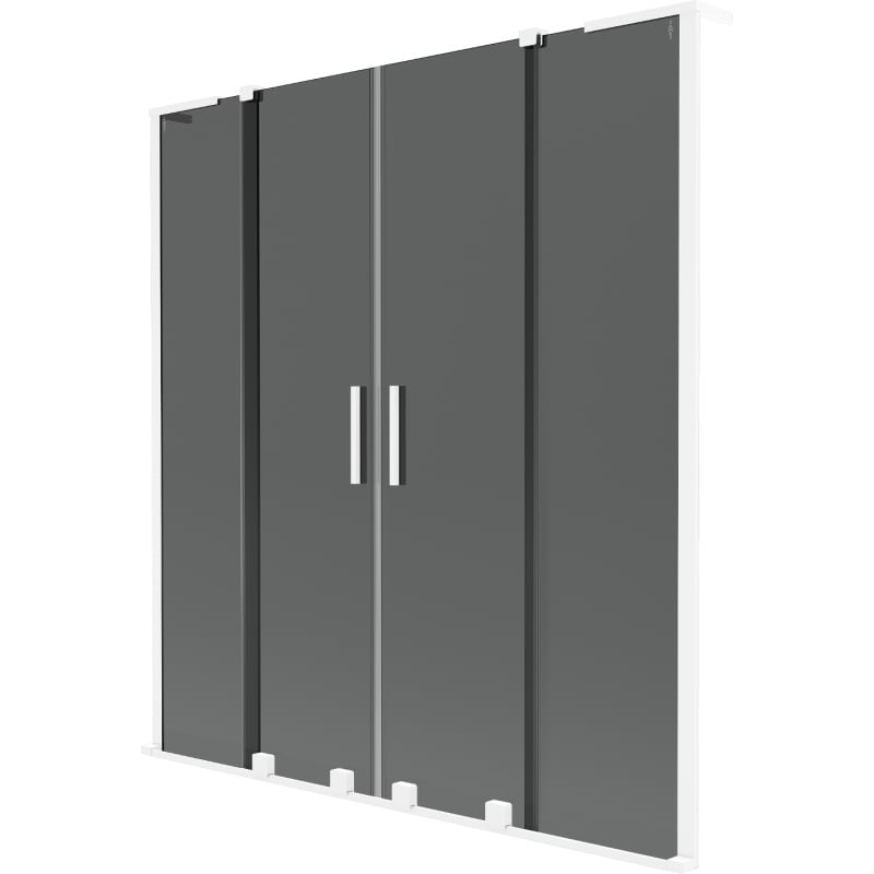 Mexen Velar L Duo Badewannenabtrennung 2-flügelig, schiebbar 140 x 150 cm, graphit, weiß - 896-140-003-42-20