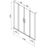 Mexen Velar L Duo Badewannenabtrennung 2-flügelig, schiebbar 140 x 150 cm, graphit, weiß - 896-140-003-42-20