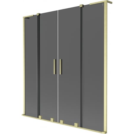 Mexen Velar L Duo Badewannenparavent 2-flügelig verschiebbar 140 x 150 cm, Graphit, gebürstetes Gold - 896-140-003-42-55