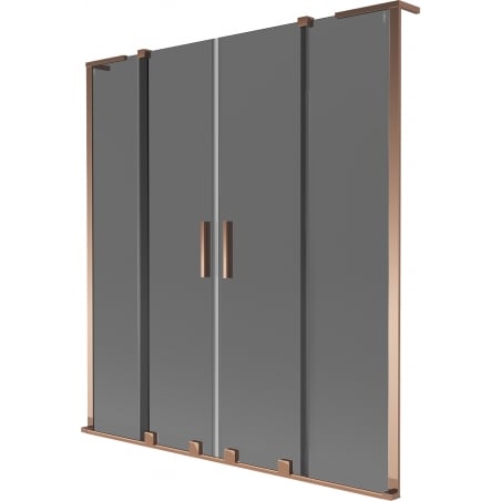 Mexen Velar L Duo Badewannenabtrennung, 2-flügelig, verschiebbar, 140 x 150 cm, Graphit, Roségold - 896-140-003-42-60