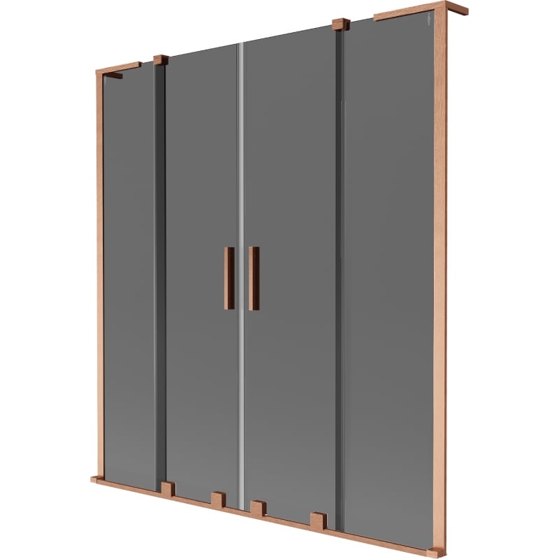 Mexen Velar L Duo Badewannenabtrennung 2-flügelig, 140 x 150 cm, graphit, gebürstetes Kupfer - 896-140-003-42-65