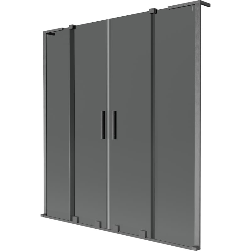 Mexen Velar L Duo Badewannenwand 2-flügelig verschiebbar 140 x 150 cm, Graphit, gebürstet Gun Gray - 896-140-003-42-66