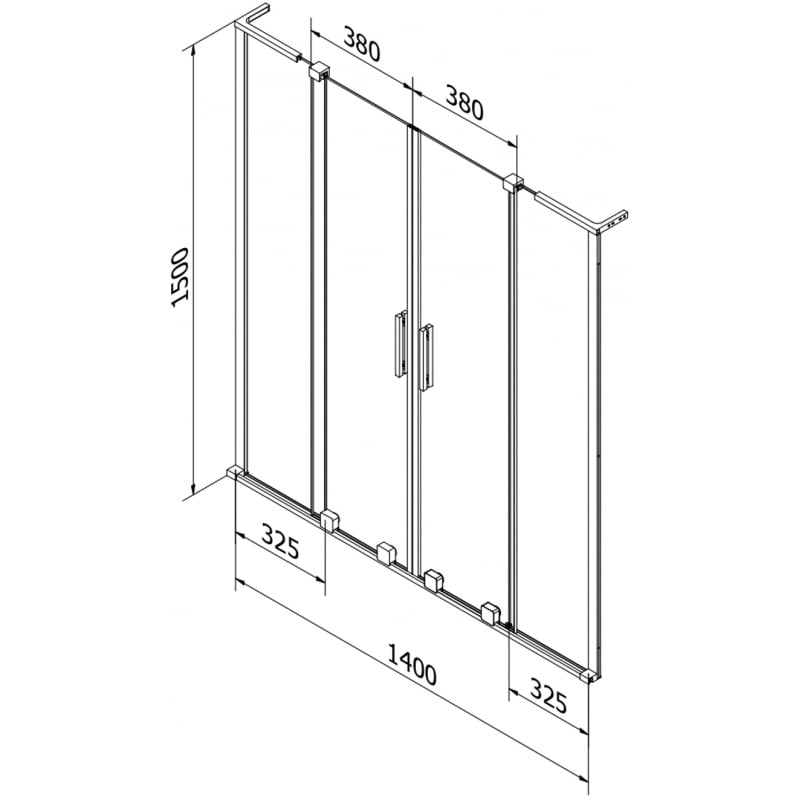 Mexen Velar L Duo-Duschwand 2-flügelig verschiebbar 140 x 150 cm, Graphit, Schwarz - 896-140-003-42-70
