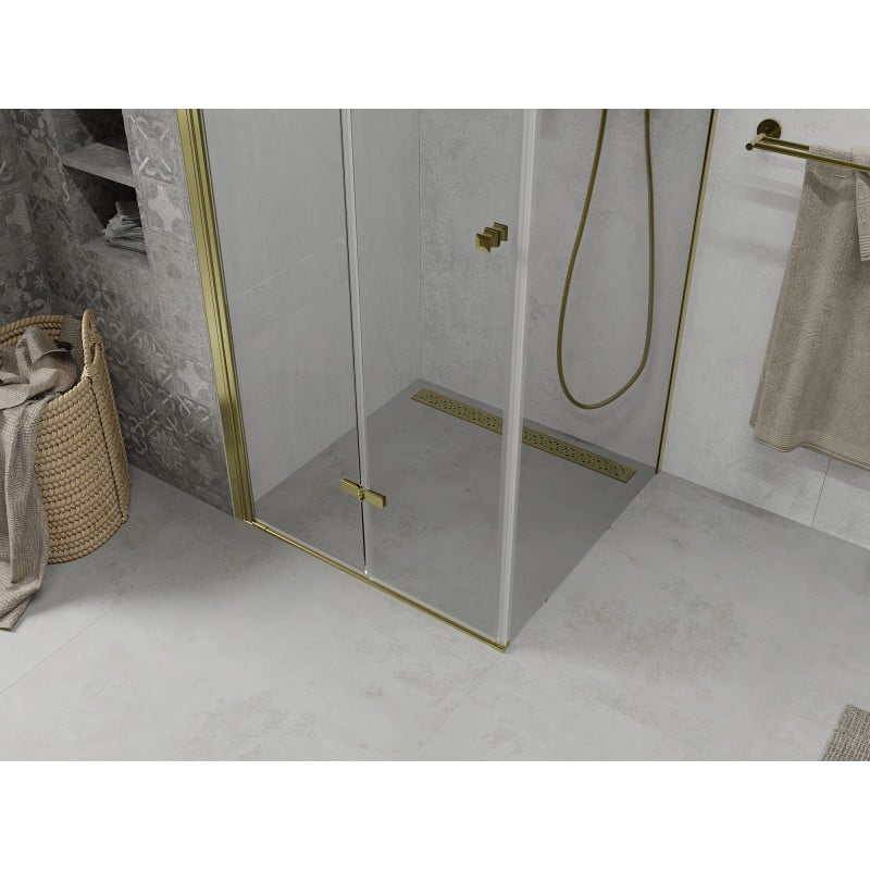 Mexen Lima faltbare Duschkabine 80 x 80 cm, transparent, gold - 856-080-080-50-00