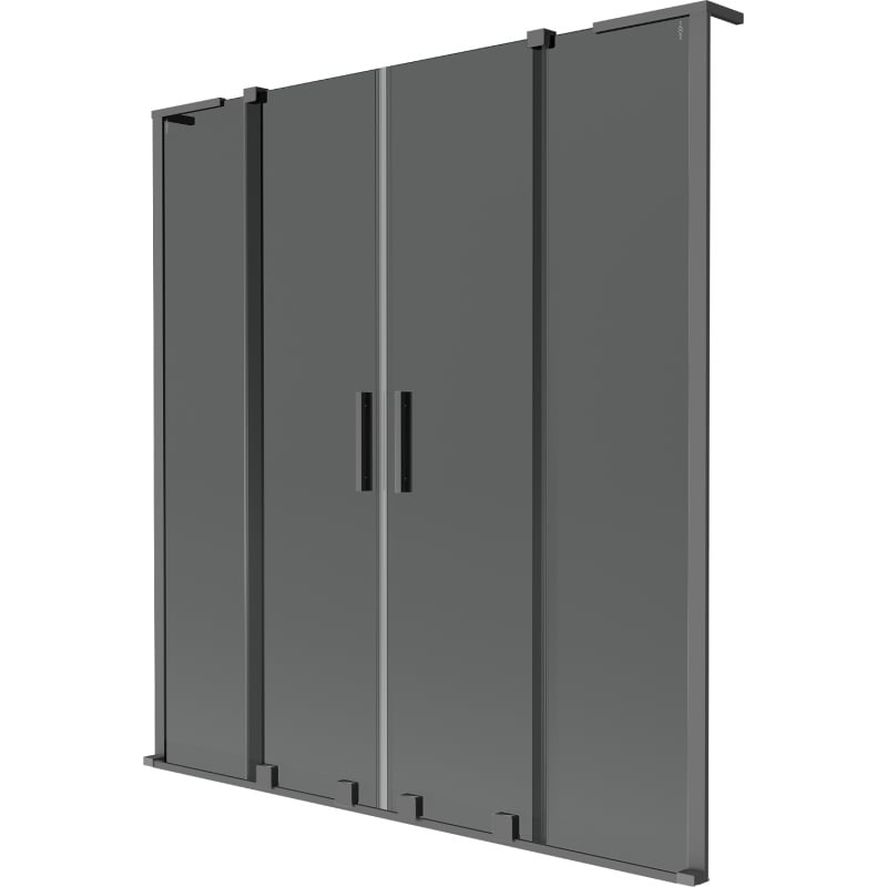 Mexen Velar L Duo Badewannenabtrennung 2-flügelig verschiebbar 140 x 150 cm, Graphit, Gun Metal - 896-140-003-42-95