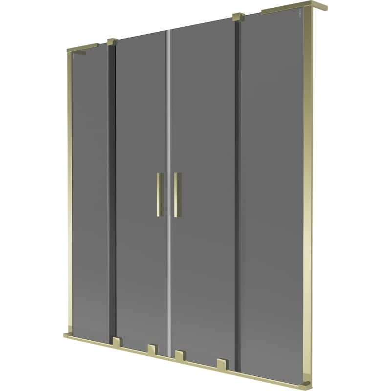 Mexen Velar L Duo Badewannenfaltwand 2-flüglig verschiebbar 160 x 150 cm, graphit, gold - 896-160-003-42-50