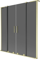 Mexen Velar L Duo Badewannenabtrennung 2-flügelig, verschiebbar 160 x 150 cm, Graphit, gebürstetes Gold - 896-160-003-42-55