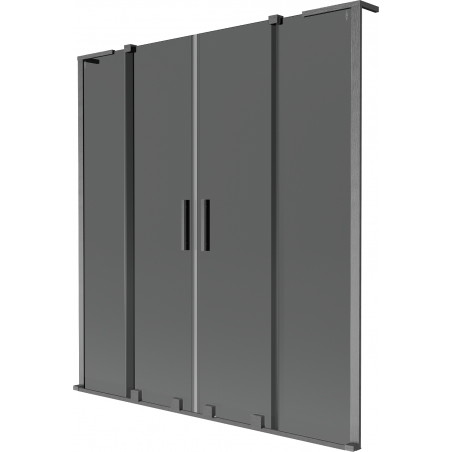 Mexen Velar L Duo-Badewannenfaltwand mit 2 Flügeln, verschiebbar 160 x 150 cm, Grafit, gun gray gebürstet - 896-160-003-42-66