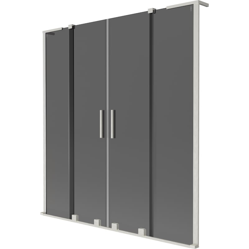 Mexen Velar L Duo-Duschwand, 2-flügelig, verschiebbar, 160 x 150 cm, Graphit, gebürsteter Nickel - 896-160-003-42-97