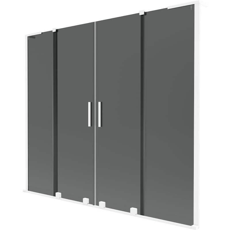 Mexen Velar L Duo Badewannenabtrennung 2-flügelig verschiebbar 170 x 150 cm, Graphit, Weiß - 896-170-003-42-20
