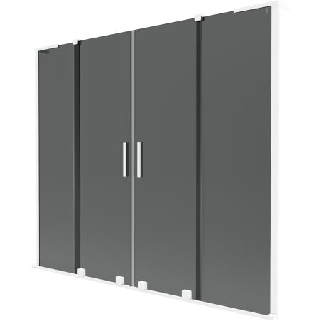Mexen Velar L Duo Badewannenabtrennung 2-flügelig verschiebbar 170 x 150 cm, Graphit, Weiß - 896-170-003-42-20