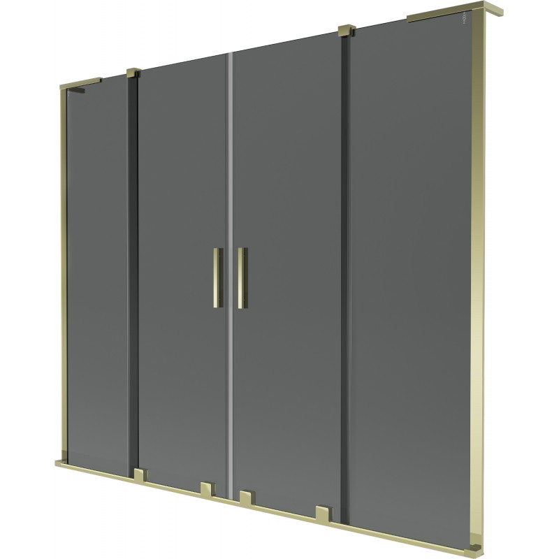 Mexen Velar L Duo Badewannenabtrennung 2-flügelig verschiebbar 170 x 150 cm, grafit, gold - 896-170-003-42-50