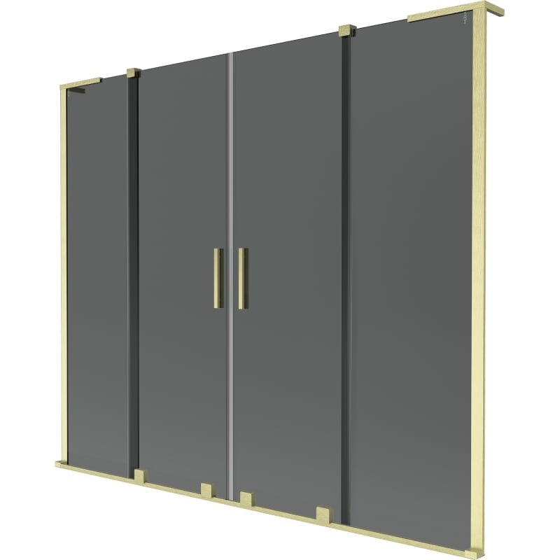 Mexen Velar L Duo Wannenspritzschutz 2-teilig verschiebbar 170 x 150 cm, Grafit, gebürstet Gold - 896-170-003-42-55