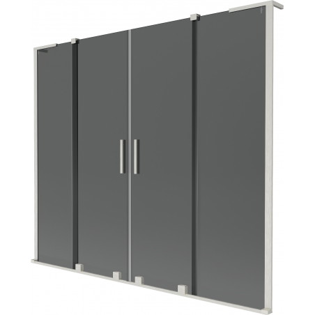 Mexen Velar L Duo-Badewannenfaltwand, 2-flügelig, schiebbar 170 x 150 cm, Graphit, gebürstetes Nickel - 896-170-003-42-97