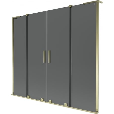 Mexen Velar L Duo Badewannenfaltwand 2-flügelig verschiebbar 200 x 150 cm, grafit, gold - 896-200-003-42-50