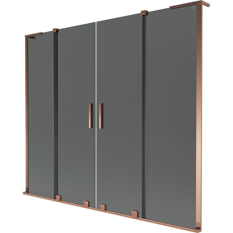 Mexen Velar L Duo Badewannenfaltwand 2-flügelig verschiebbar 200 x 150 cm, Graphit, Roségold - 896-200-003-42-60
