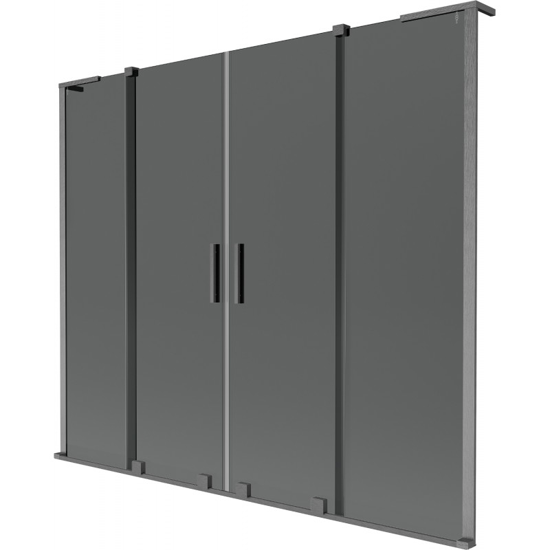 Mexen Velar L Duo-Duschwand 2-teilig verschiebbar 200 x 150 cm, Graphit, gebürstet Gun Gray - 896-200-003-42-66