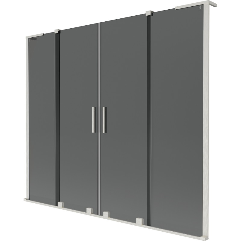 Mexen Velar L Duo Badewannenfaltwand 2-flügelig, verschiebbar 200 x 150 cm, Graphit, gebürstetes Nickel - 896-200-003-42-97