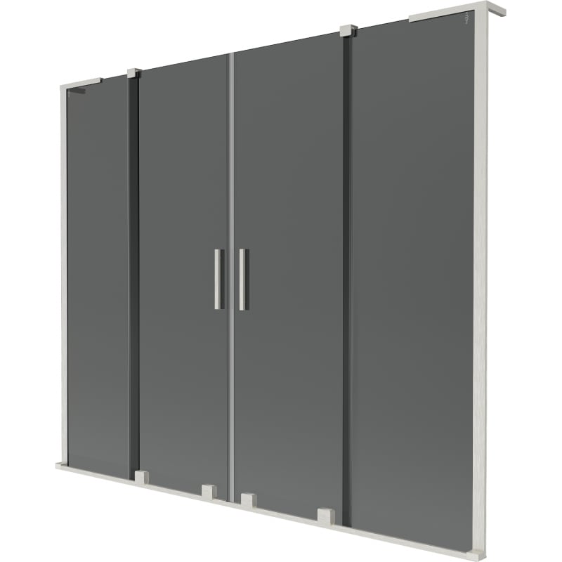 Mexen Velar L Duo Duschwand 2-flügelig, verschiebbar 200 x 150 cm, Graphit, gebürsteter Nickel - 896-200-003-42-97