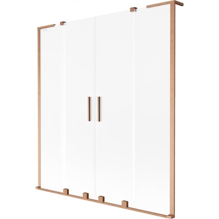 Mexen Velar L Duo Badewannenabtrennung 2-flügelig verschiebbar 140 x 150 cm, Frost, gebürstetes Kupfer - 896-140-003-32-65
