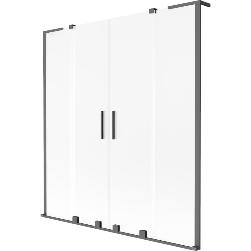 Mexen Velar L Duo Badewannenfaltwand 2-flügelig verschiebbar 140 x 150 cm, matt, Gun Metal - 896-140-003-32-95