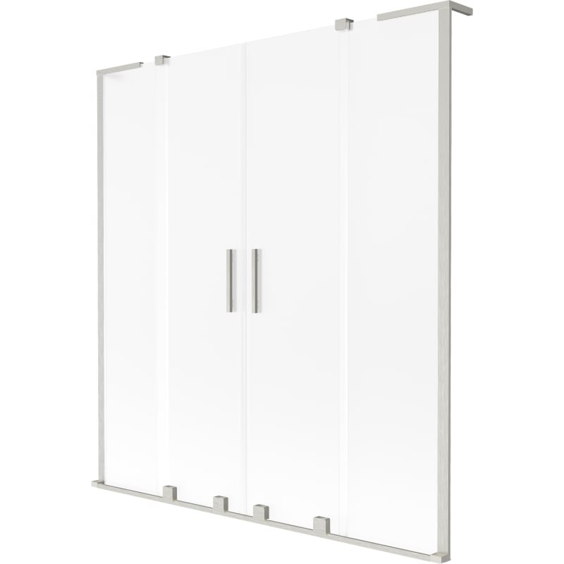 Mexen Velar L Zweiteilige Duschwand Duo 2-flügelig verschiebbar 140 x 150 cm, matt, gebürsteter Nickel - 896-140-003-32-97