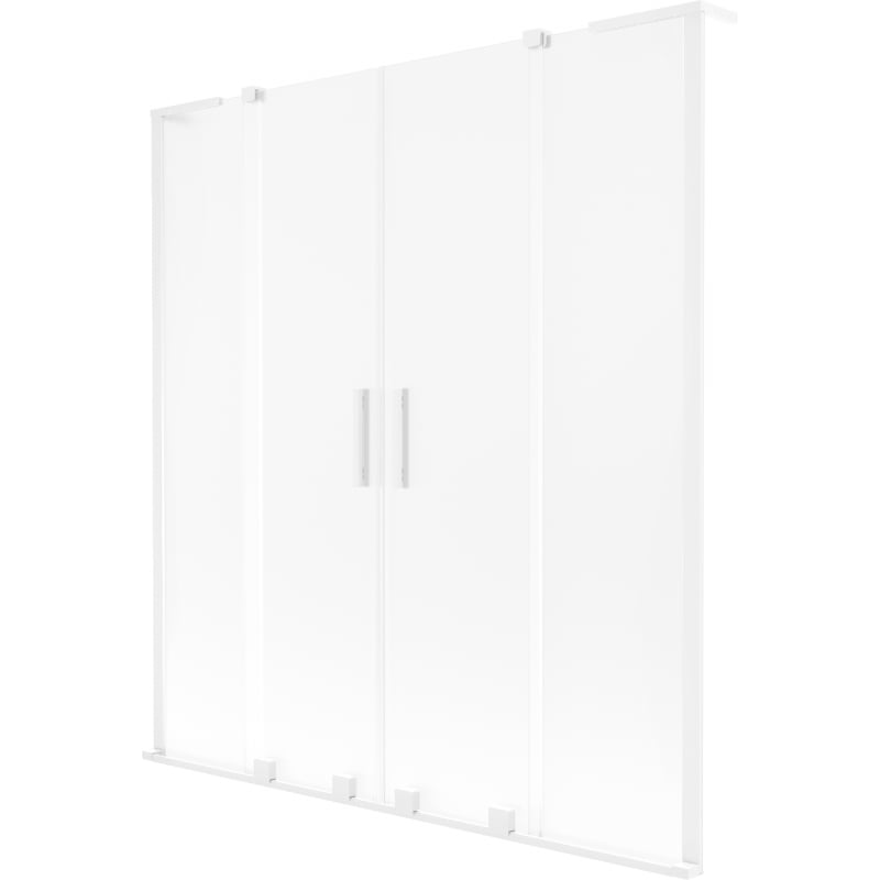 Mexen Velar L Duo Wannenschutz 2-flügelig verschiebbar 160 x 150 cm, Milchglas, weiß - 896-160-003-32-20