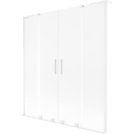 Mexen Velar L Duo Wannenschutz 2-flügelig verschiebbar 160 x 150 cm, Milchglas, weiß - 896-160-003-32-20