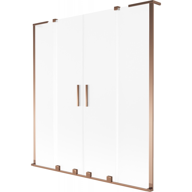 Mexen Velar L Duo Badewannenfaltwand 2-flügelige Schiebetür 160 x 150 cm, Milchglas, Roségold - 896-160-003-32-60