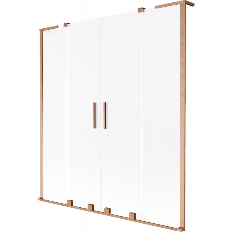 Mexen Velar L Duo Duschwand mit zwei verschiebbaren Flügeln 160 x 150 cm, mattiert, gebürstetes Kupfer - 896-160-003-32-65