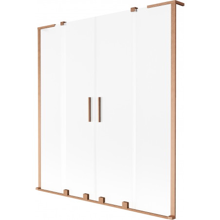Mexen Velar L Duo Duschwand mit zwei verschiebbaren Flügeln 160 x 150 cm, mattiert, gebürstetes Kupfer - 896-160-003-32-65
