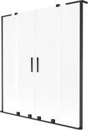 Mexen Velar L Duo Badewannenwand 2-teilig verschiebbar 160 x 150 cm, satiniert, schwarz - 896-160-003-32-70
