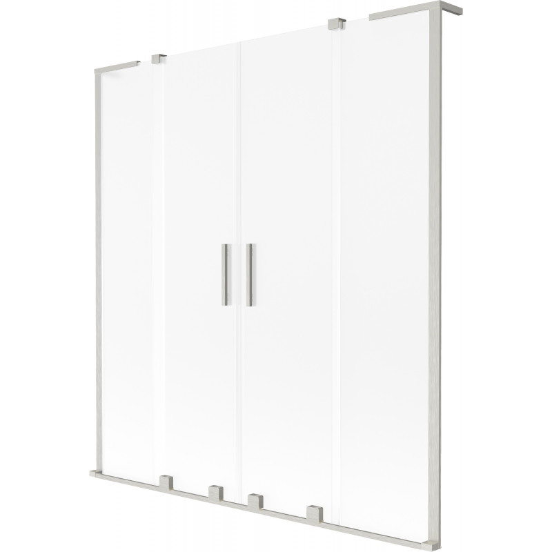 Mexen Velar L Duo Badewannenabtrennung 2-flügelig verschiebbar 160 x 150 cm, satiniert, gebürsteter Nickel - 896-160-003-32-97